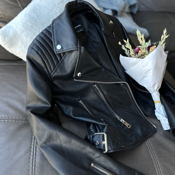 FAUX LEATHER BIKER JACKET WITH BELT - Picture 2 of 3